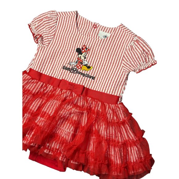 Disney Parks Minnie Mouse 12‑18M Red White Striped Ruffle Tutu Dress Girls - Picture 3 of 10